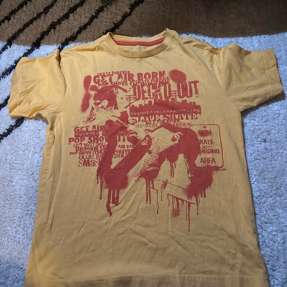 Yellow Graphic T-Shirt with Red Print